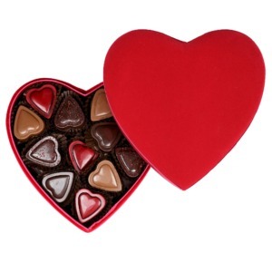 Coeurs en chocolat et coffret velours - Chocolaterie Bellanger