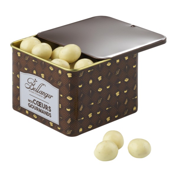 Billes de nougatine enrobées de chocolat blanc - Chocolaterie Bellanger