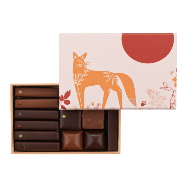 Coffret de chocolats d'automne dessin renard - Chocolaterie Bellanger